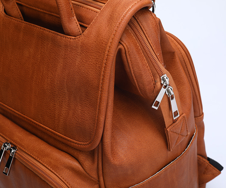 Unisex Waterproof PU Leather Baby Diapers Backpack