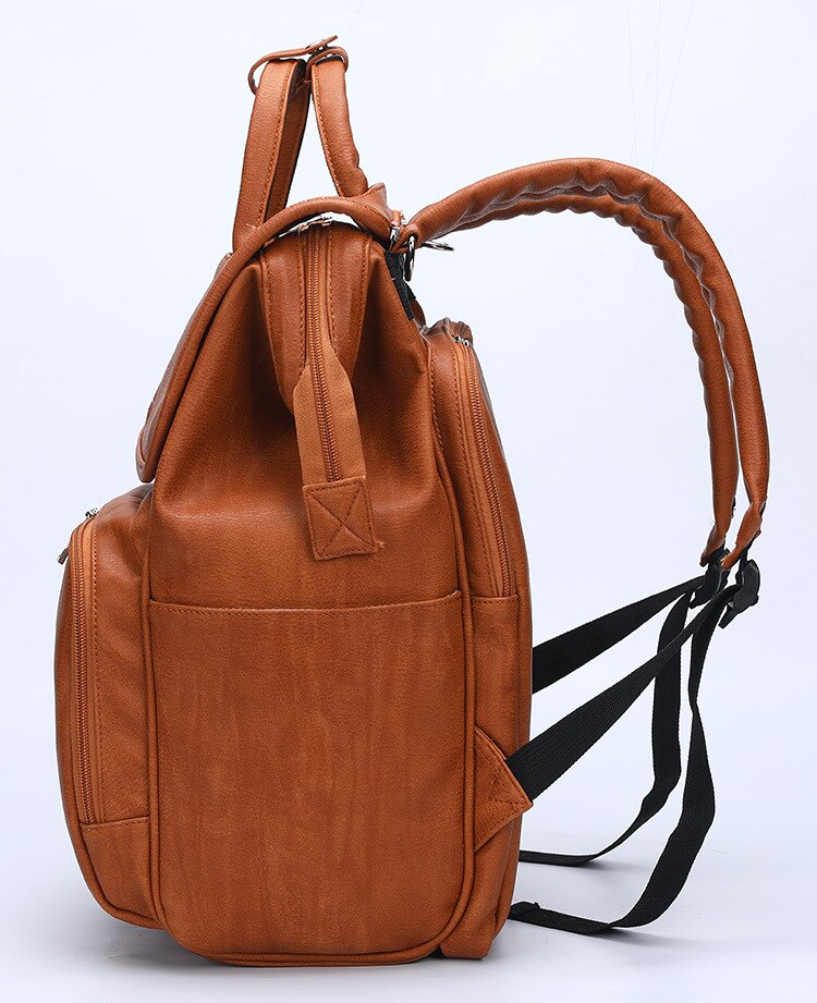 Unisex Waterproof PU Leather Baby Diapers Backpack