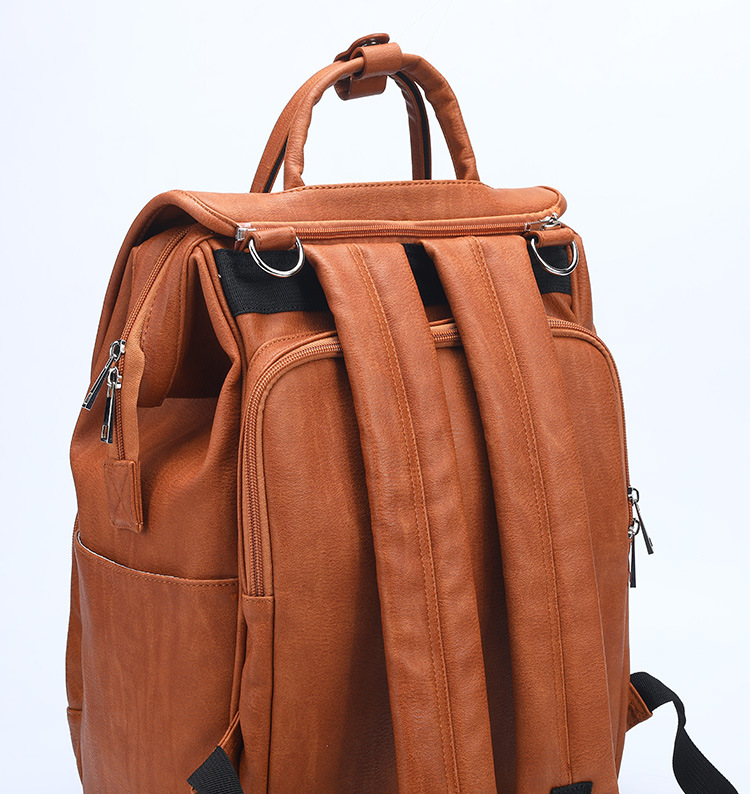 Unisex Waterproof PU Leather Baby Diapers Backpack