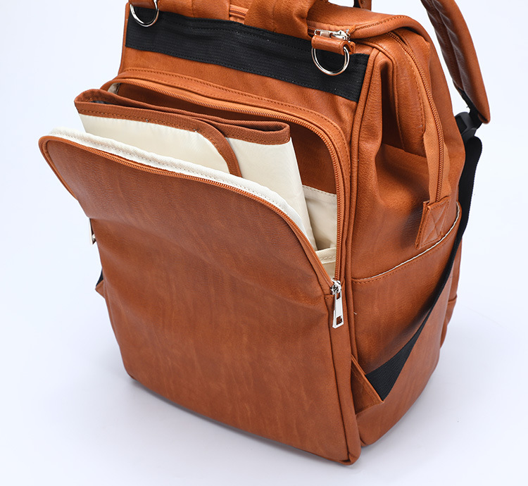 Unisex Waterproof PU Leather Baby Diapers Backpack
