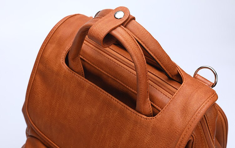 Unisex Waterproof PU Leather Baby Diapers Backpack