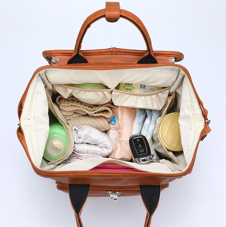 Unisex Waterproof PU Leather Baby Diapers Backpack
