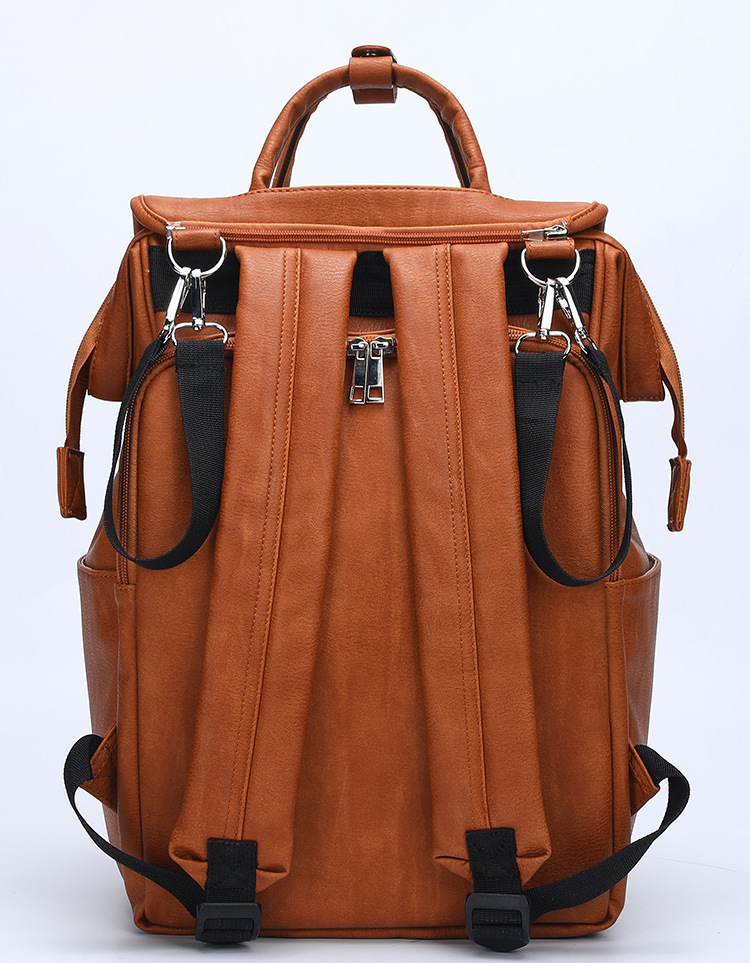 Unisex Waterproof PU Leather Baby Diapers Backpack