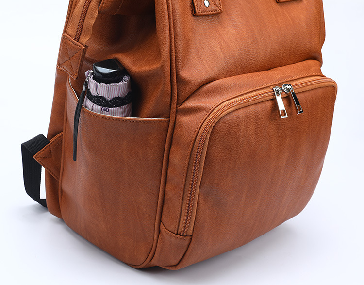 Unisex Waterproof PU Leather Baby Diapers Backpack