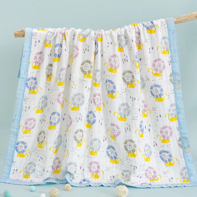 6 Layers Animals Vehicles Dinos Fruits Printed Baby Blanket Swaddle