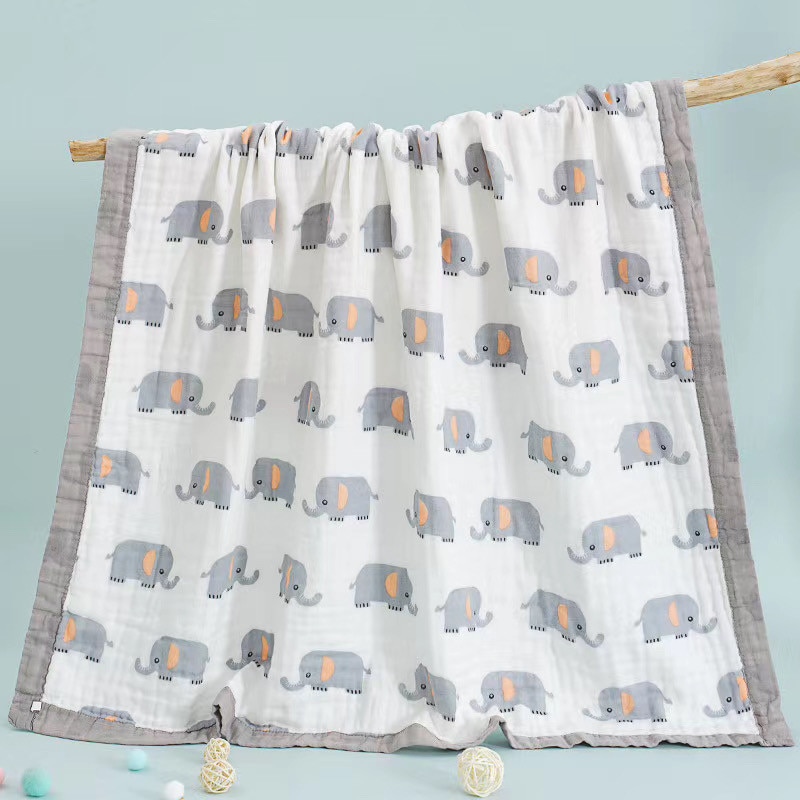 6 Layers Animals Vehicles Dinos Fruits Printed Baby Blanket Swaddle